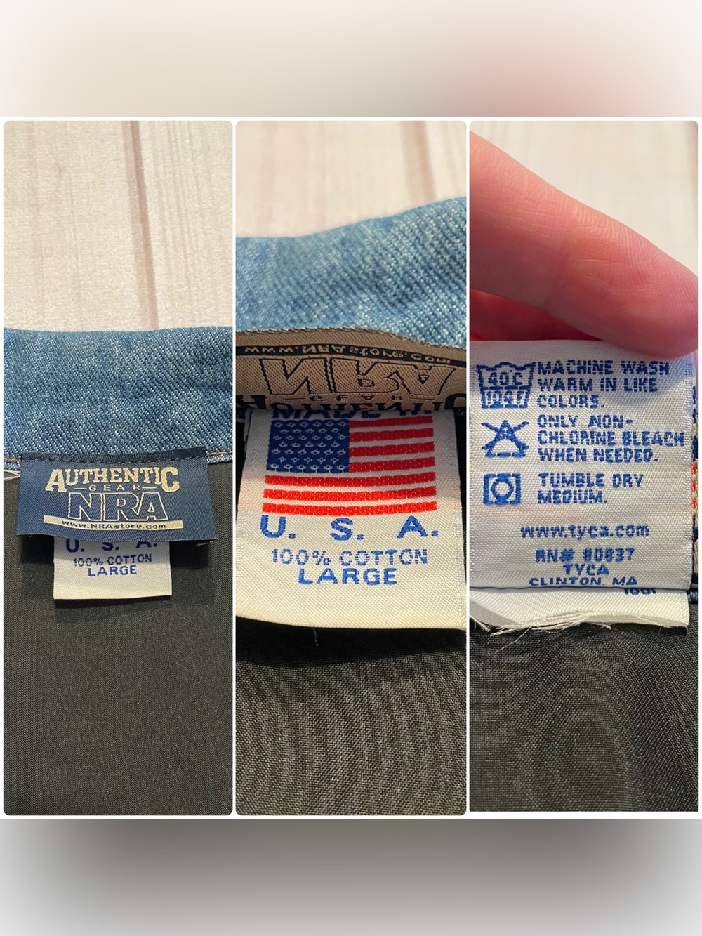 VTG Authentic NRA Gear Denim Jacket Mens Large Heavy Concealed Carry MADE IN USA - Picture 14 of 16
